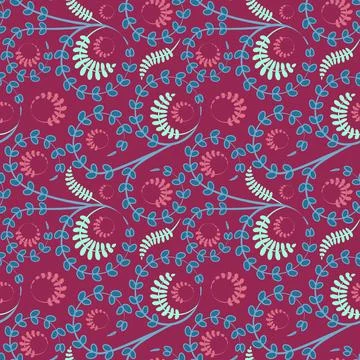 Seamless texture, pattern on a square background - flowers and leaves. Stylin Stock-Illustration