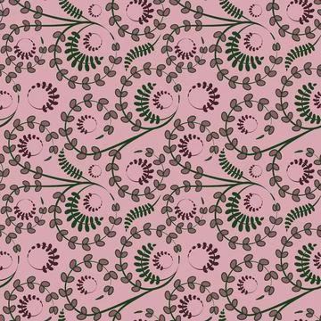 Seamless texture, pattern on a square background - flowers and leaves. Stylin Stock Illustration