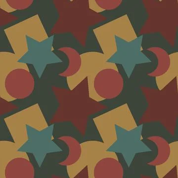 Seamless texture, pattern on a square background - colored geometric shapes - 스톡 일러스트