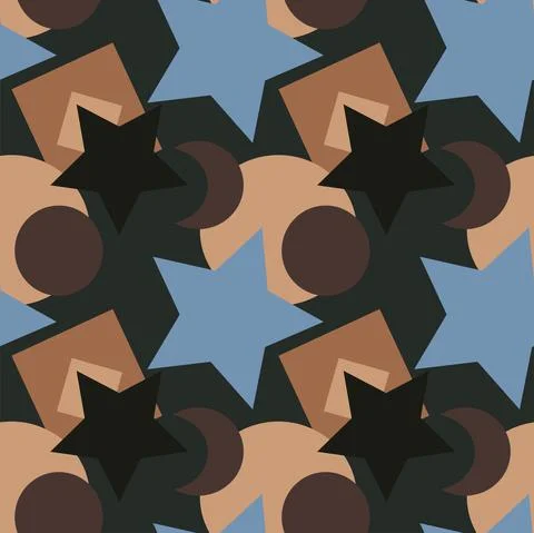 Seamless texture, pattern on a square background - colored geometric shapes - Stock Illustration