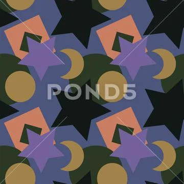Seamless texture, pattern on a square background - colored geometric shapes - Illustrazione stock
