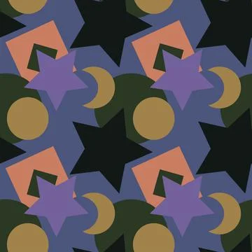 Seamless texture, pattern on a square background - colored geometric shapes - Stock Illustration