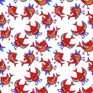 Seamless texture, pattern on a square background - birds イラスト素材