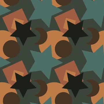 Seamless texture, pattern on a square background - colored geometric shapes - Illustrazione stock