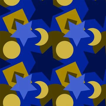 Seamless texture, pattern on a square background - colored geometric shapes - Illustrazione stock