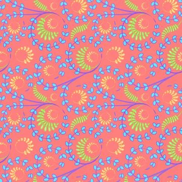Seamless texture, pattern on a square background - flowers and leaves. Stylin Illustrazione stock