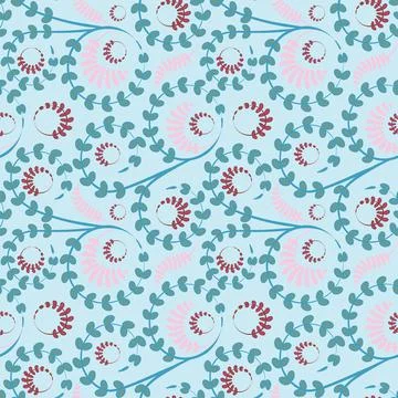Seamless texture, pattern on a square background - flowers and leaves. Stylin Stock Illustration