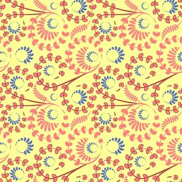 Seamless texture, pattern on a square background - flowers and leaves. Stylin Stock Illustration