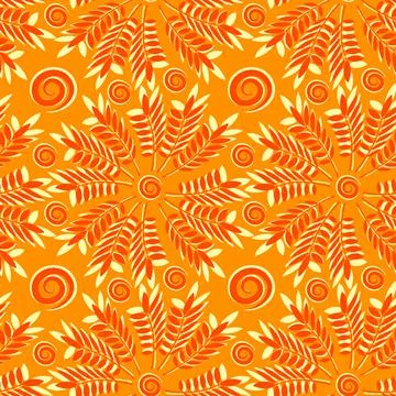 Seamless texture, pattern on a square background - plants, leaves of ash. pas Stock Illustration