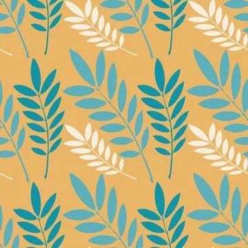 Seamless texture, pattern on a square background - plants, leaves of ash. pas Stock-Illustration