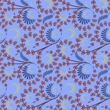 Seamless texture, pattern on a square background - flowers and leaves. Stylin Illustrazione stock