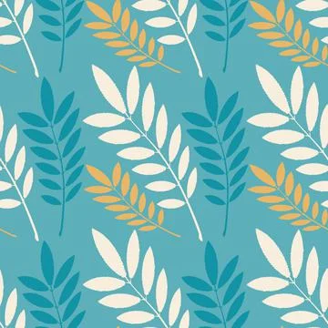 Seamless texture, pattern on a square background - plants, leaves of ash. pas Stock Illustration
