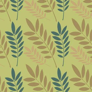 Seamless texture, pattern on a square background - plants, leaves of ash. pas Stock Illustration