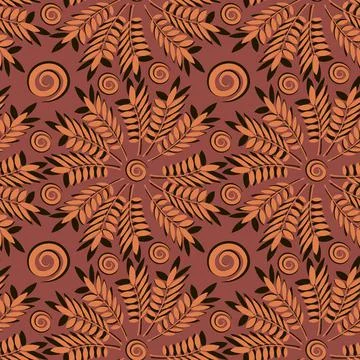 Seamless texture, pattern on a square background - plants, leaves of ash. pas Stock Illustration