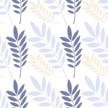 Seamless texture, pattern on a square background - plants, leaves of ash. pas Stock Illustration