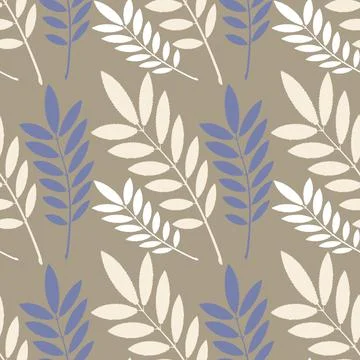 Seamless texture, pattern on a square background - plants, leaves of ash. pas Illustrazione stock