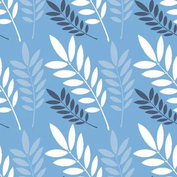 Seamless texture, pattern on a square background - plants, leaves of ash. pas Stock Illustration