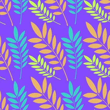 Seamless texture, pattern on a square background - plants, leaves of ash. pas Stock Illustration
