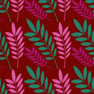 Seamless texture, pattern on a square background - plants, leaves of ash. pas Stock Illustration