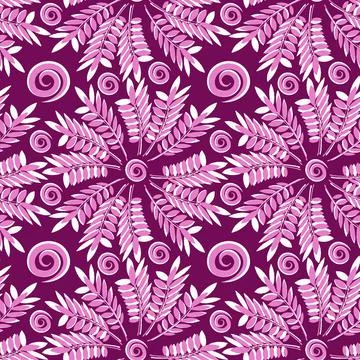 Seamless texture, pattern on a square background - plants, leaves of ash. pas Stock Illustration