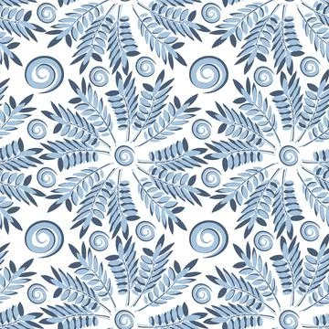 Seamless texture, pattern on a square background - plants, leaves of ash. pas Stock Illustration