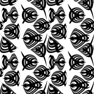 Seamless texture, pattern on a white square background - fish. Styling, graph Stock Illustration