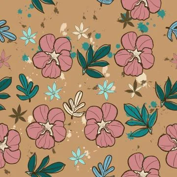 Seamless texture with pink flower. Stock Illustration