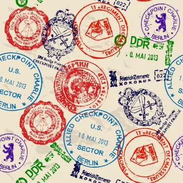 Seamless texture with real stamps. Stock Illustration