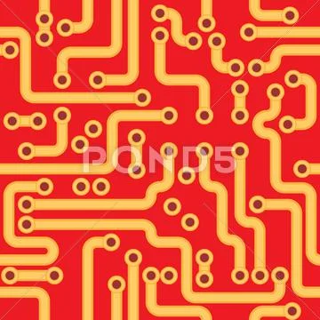 Seamless texture - red circuit board Stock Illustration