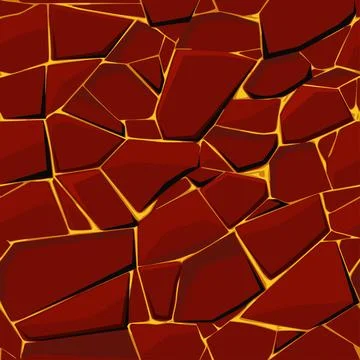 Seamless texture red stone with lava or fire Stock Illustration