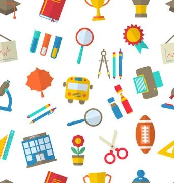 Seamless Texture with School Icons Stock Illustration