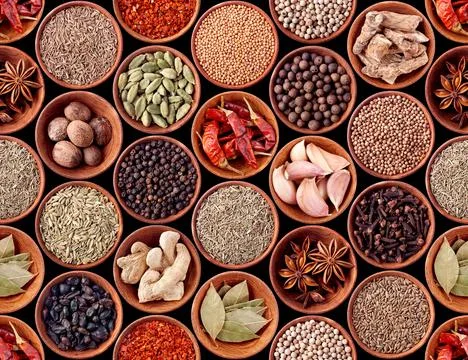 Seamless texture of spices Foto stock