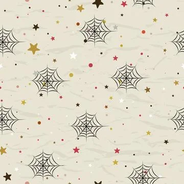 Seamless texture with spider web from collection with cute animals. Stock Illustration