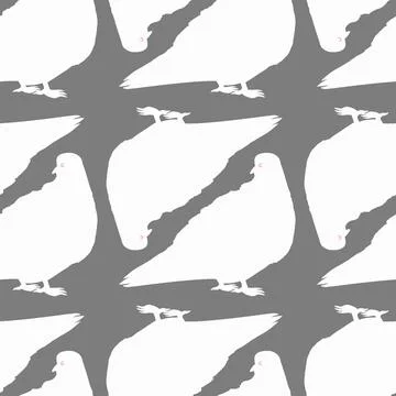 The seamless texture on the square background - pigeons. Silhouette Bird Stock Illustration