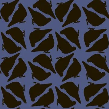 The seamless texture on the square background - pigeons. Silhouette Bird Stock Illustration