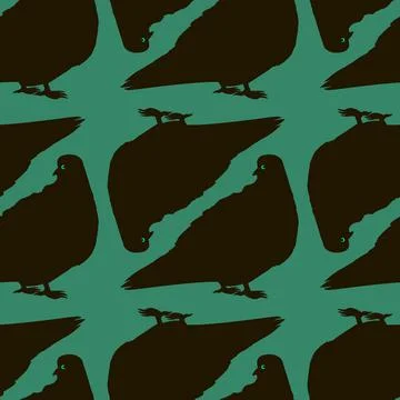 The seamless texture on the square background - pigeons. Silhouette Bird Illustrazione stock