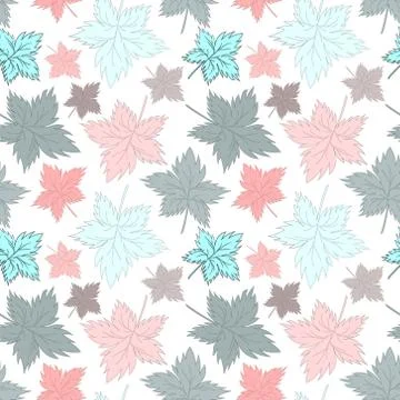 Seamless texture, square, pattern - autumn waltz. Falling leaves of different イラスト素材