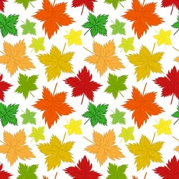 Seamless texture, square, pattern - autumn waltz. Falling leaves of different Stock Illustration