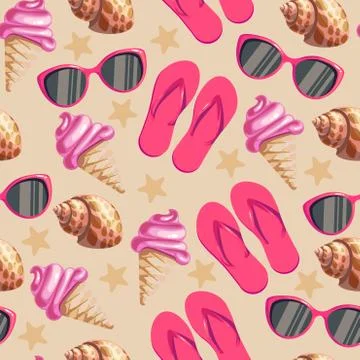 Seamless texture summer beach Stock Illustration