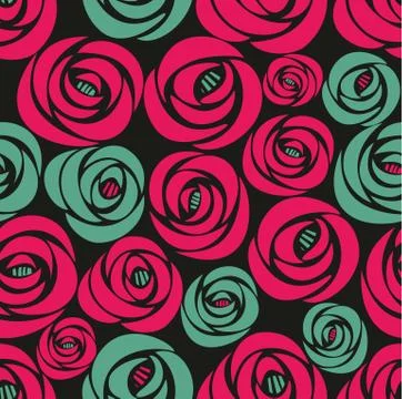 Seamless texture surface pattern with flowers roses on dark Illustrazione stock