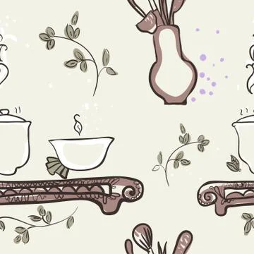 Seamless Texture Tea Ceremony Illustrazione stock