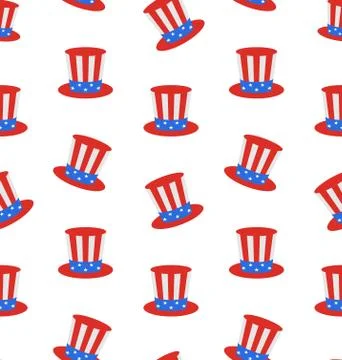 Seamless Texture with Uncle Sam's Top Hat for American Holidays Stock Illustration