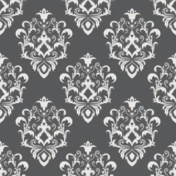 Seamless Texture wallpapers in the style of Baroque . Background of gray and Stock Illustration