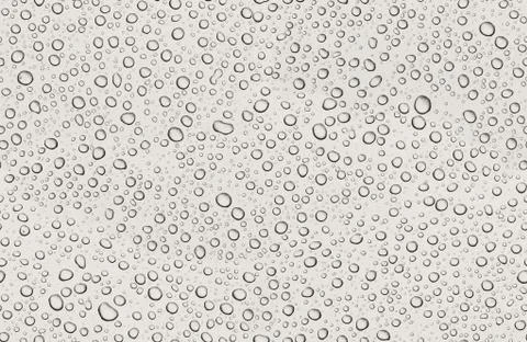 Seamless texture of water drops on grey metal background. Small various drops 写真素材