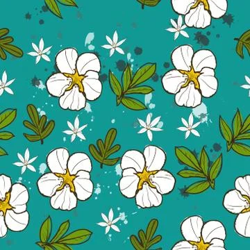 Seamless texture with white flower. Stock Illustration