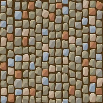 Seamless textured pattern of cobblestone paving of a park. Stock Illustration