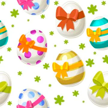 Seamless textured pattern of different eggs for Easter Day. Stock Illustration