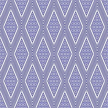 Seamless Thai pattern, blue and white modern shape for design, porcelain, cer Stock Illustration