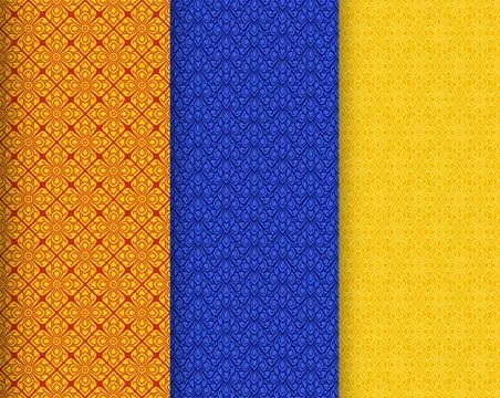 Seamless Thai silk texture with pattern, vector Stock Illustration