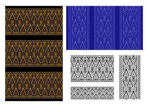 Seamless Thai tribal pattern and border Stock Illustration